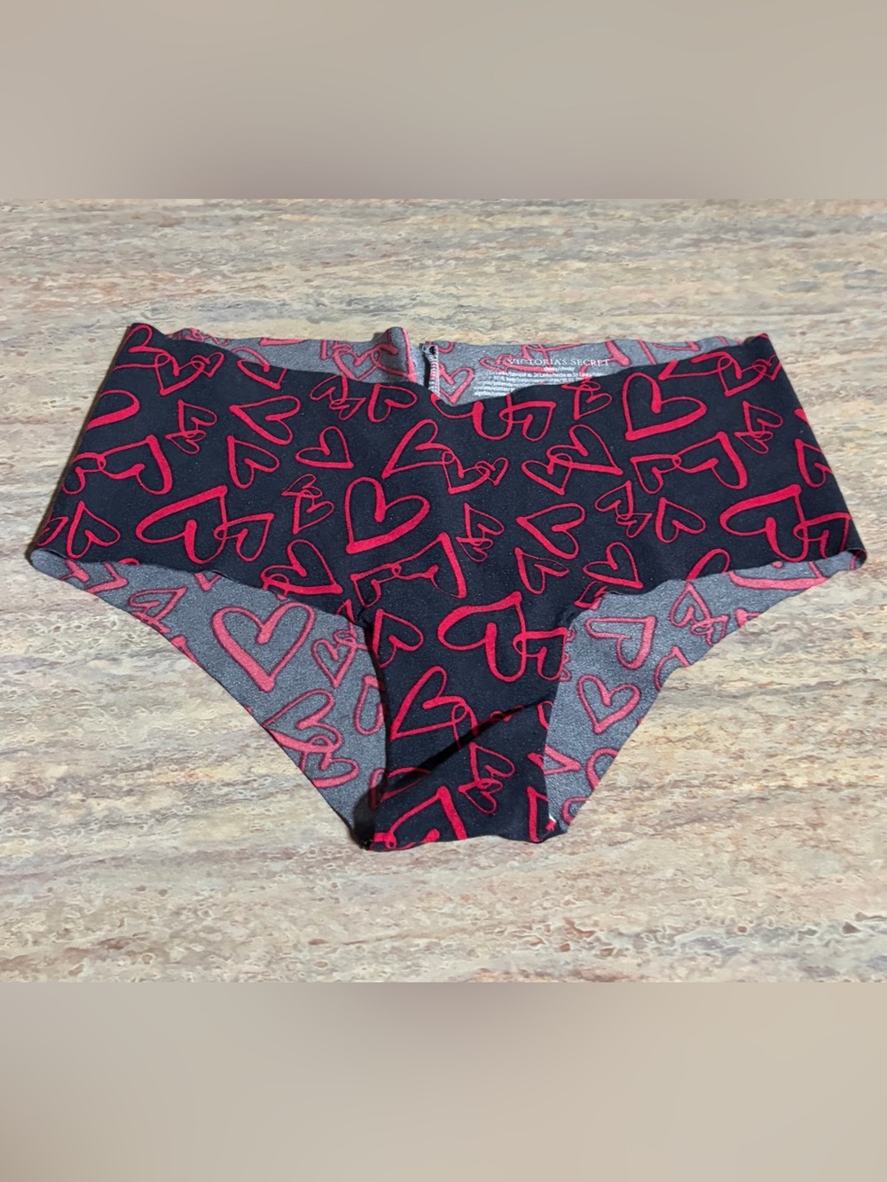 Victoria's Secret Black & Red Heart Print Cheeky Panty